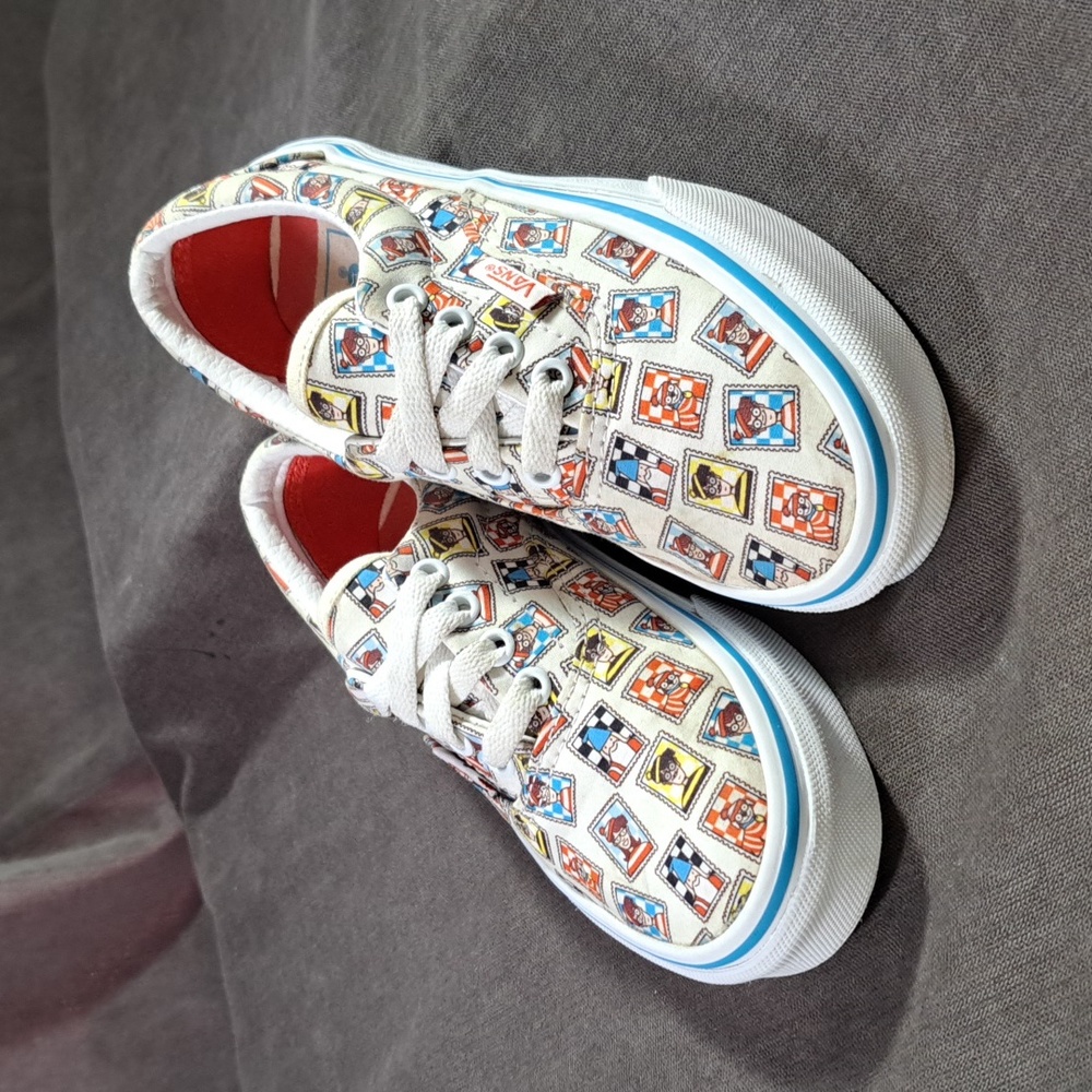 Vans x Where's Waldo? Era White "Postage" Canvas Lace Up Sneakers G US 1